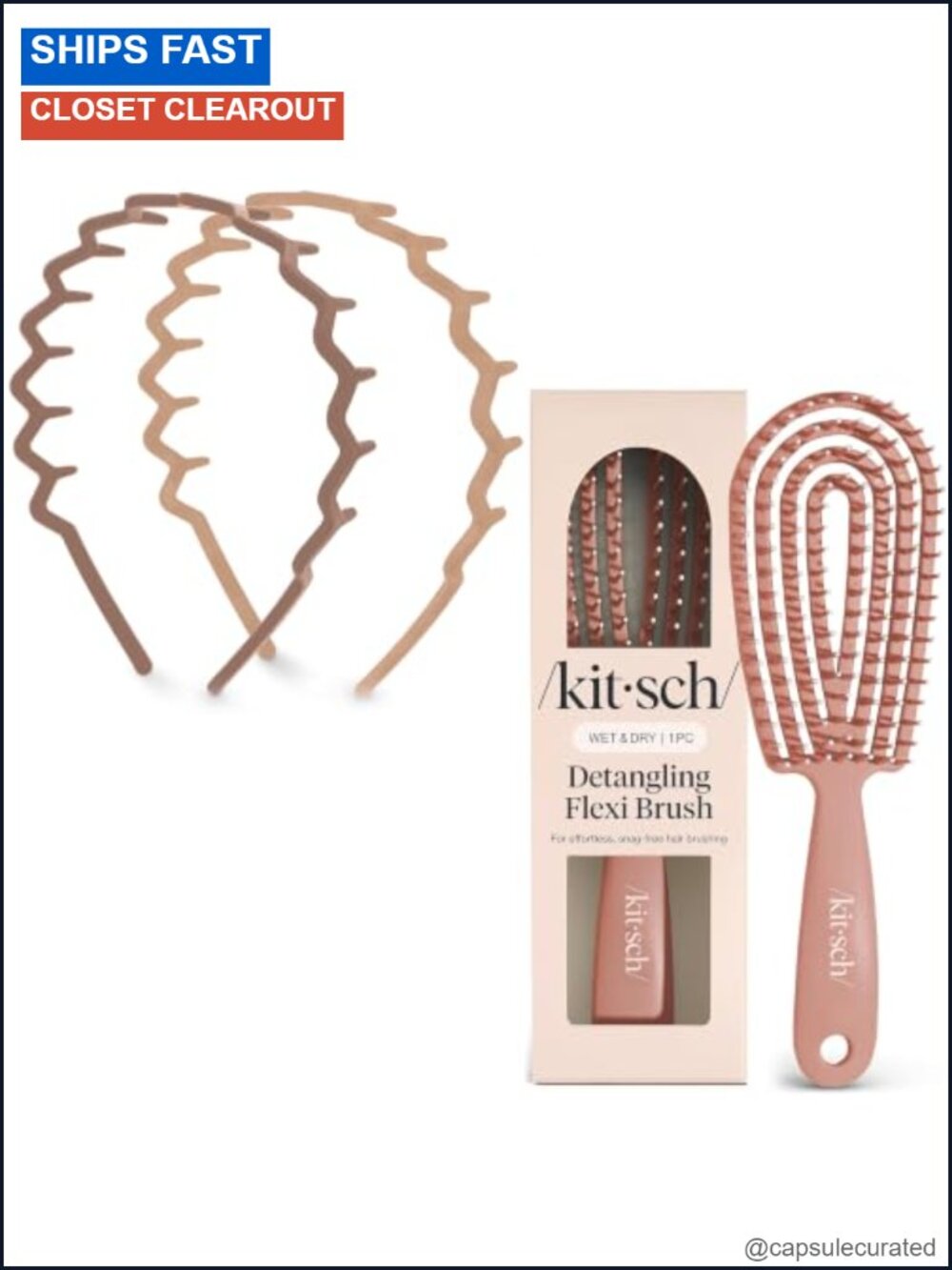 Zig Zag Headbands & Flexi Flow Detangler Brush Hair Bundle